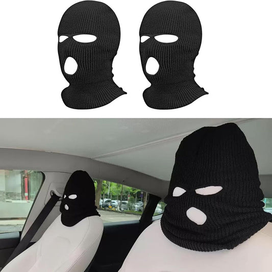 2 PCS Creative Car Seat Headrest Cover, Car Funny Decoration Spoof Balaclava Face Headrest Cover, Car Interior Accessories for Car Decoration, Universal Car Accessories for Men & Women