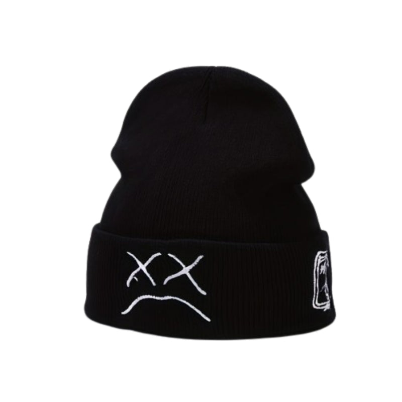 2024 New LIL PEEP Embroidered Cold Hat - Men's Warm Knitted Hat for Sad Expression