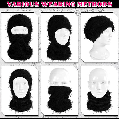 [ BUY TWO GET ONE FREE ] Distressed Knit Balaclava Ski Mask, Outdoor Sports Face Mask for Cycling, Running, Hiking,Warm & Windproof Full Face Cover for Men and Women