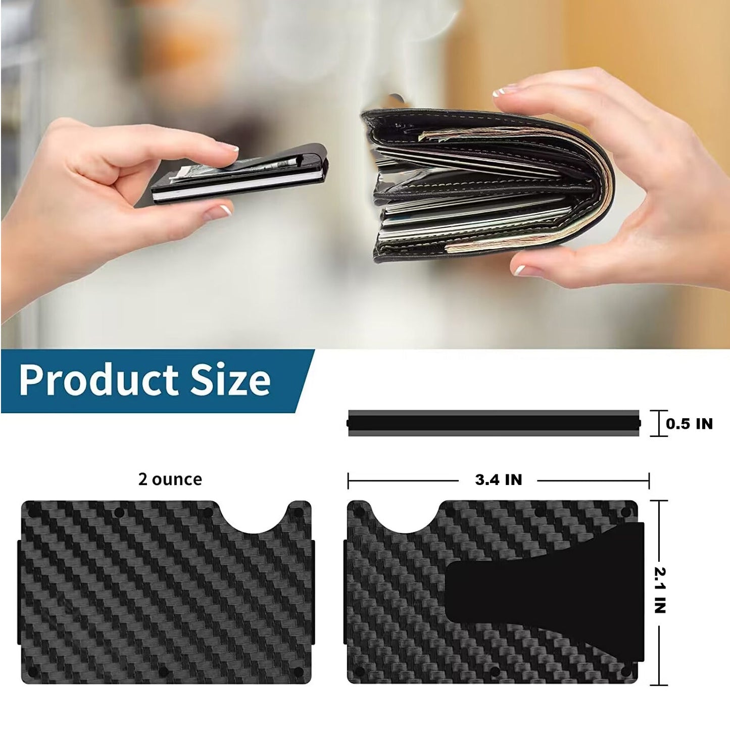 2024 New Front Pocket Slim Wallet for Men - RFID Blocking Minimalist Wallet with Money Clip