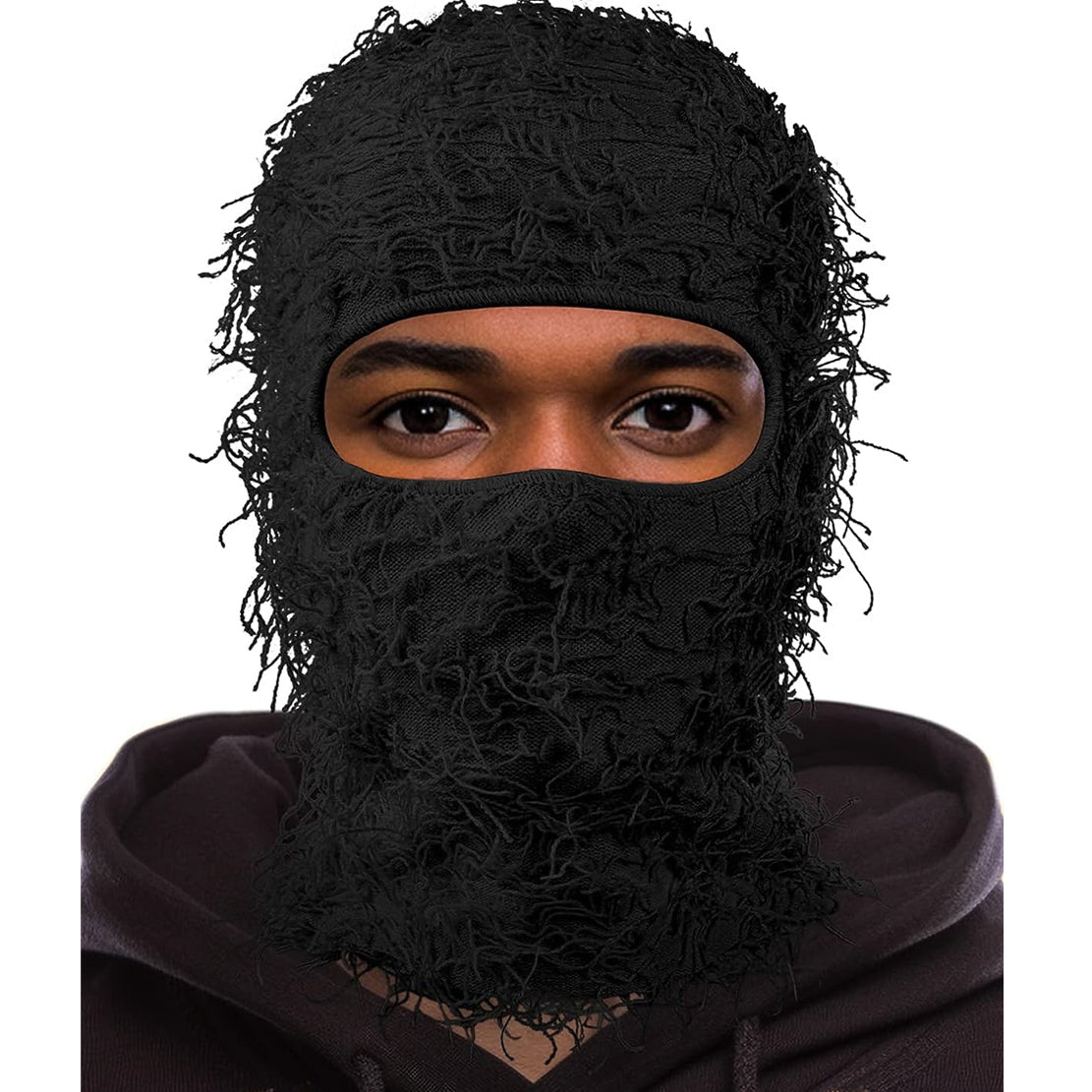 2024 New Distressed Balaclava Knitted Full Face Ski Mask: Winter Windproof Neck Warmer for Men and Women - Stay Cozy and Protected!