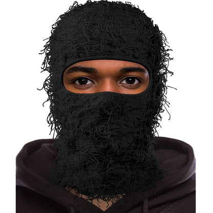 2024 New Distressed Balaclava Knitted Full Face Ski Mask: Winter Windproof Neck Warmer for Men and Women - Stay Cozy and Protected!