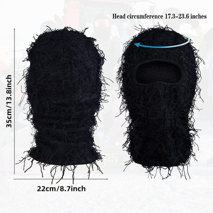 2 Pcs Distressed Balaclava Ski Mask for Men and Women, Knitted Balaclava Distressed Windproof Full Face Mask Cold Weather