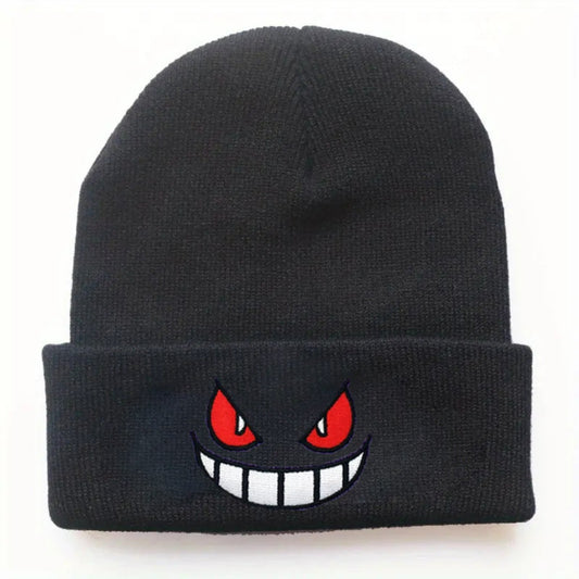 2024 Stylish Embroidery Beanie Unisex Cute Embroidered Anime Beanie Hat Solid Color Coldproof Couple Knit Hat Classic Beanies For Women & Men, New Trendy Casual Knitting Cap