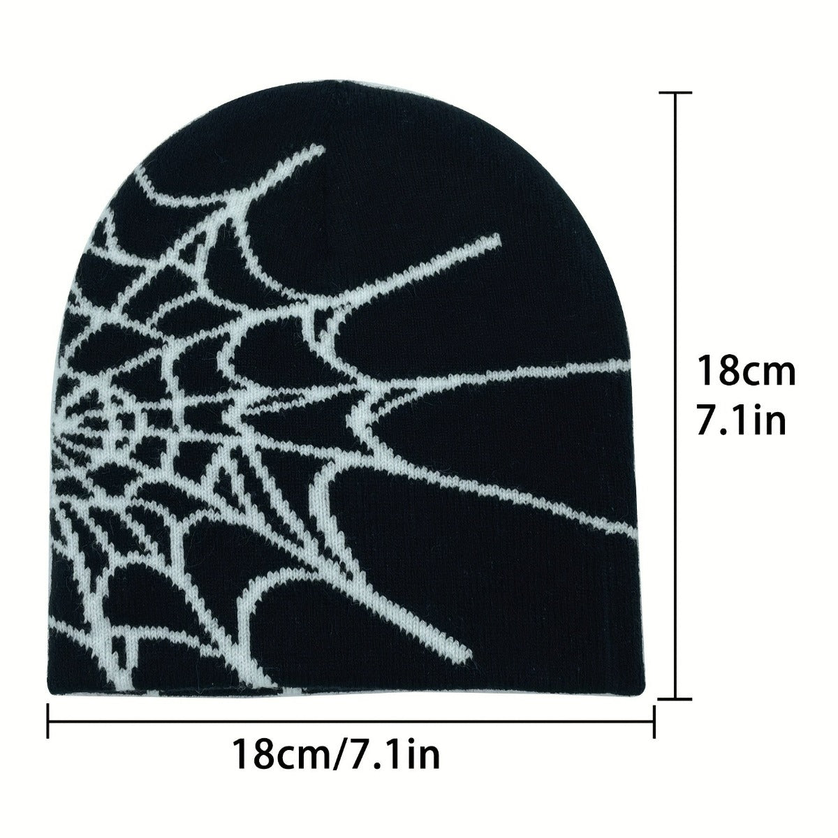 2024 New Autumn/Winter Slouchy Knitted Beanie Hat - Unisex Plain Color with Spider Web Embroidery