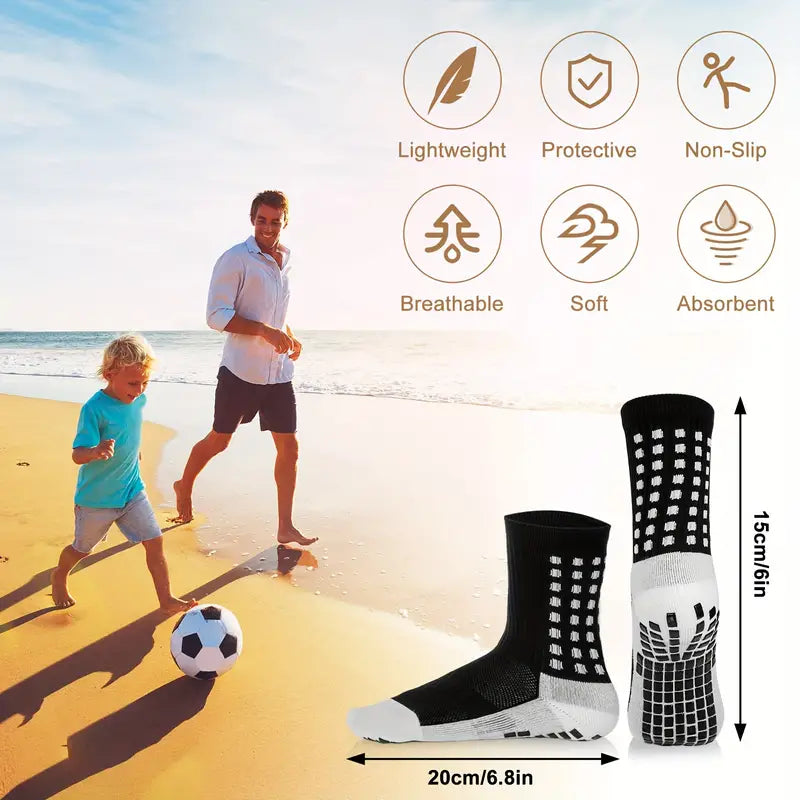 2024 Men's Soccer Socks Anti Slip Non Slip Grip Pads for Football Basketball Sports Grip Socks