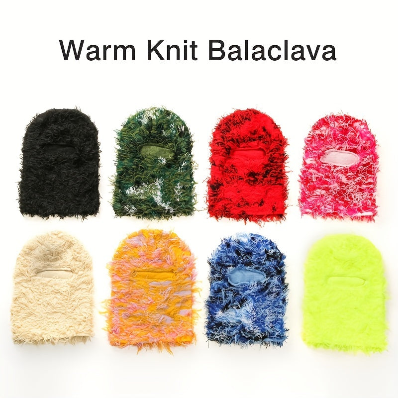 2024 Balaclava Distressed Knitted Full Face Ski Mask Winter Windproof Neck Warmer for Men Women One Size Fits All