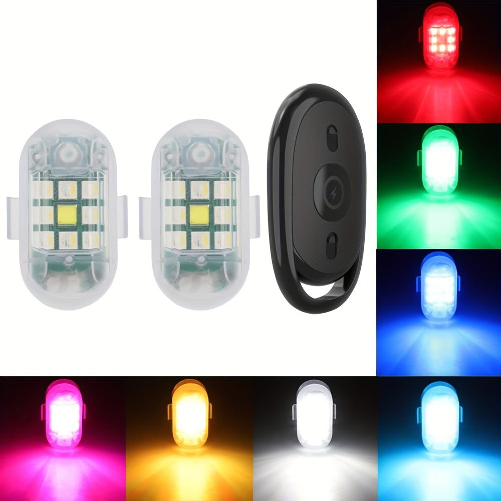 Usb Rechargeable Led Strobe Lights With Remote - 7 Colors, High Brightness, Anti-Collision For Cars, Motorcycles, Drones, Trucks & Bikes - Waterproof Rgb Mini Flashing Warning Light