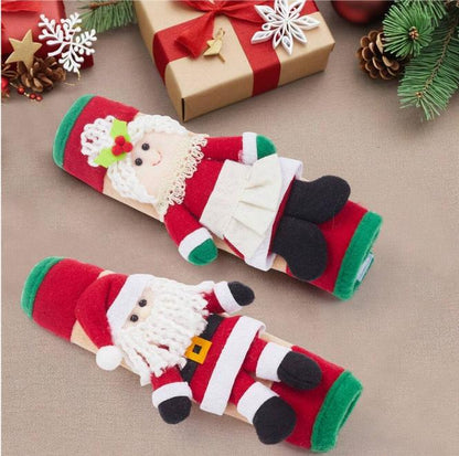 2 Pcs Christmas Refrigerator Door Handle Cover Santa Snowman Kitchen Appliance Handle Covers Decorations For Fridge Microwave Oven Dishwasher Christmas Handle Protector Seatbeltcover Cardecoration