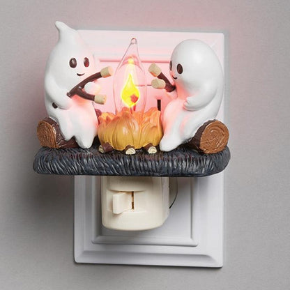 2024 New Ghost Campfire Flickering Nightlight Indoor Decorations,3D LED Small Electric Faux Campfire Light,2024 Ghost Roasting At Campfire Nightlight