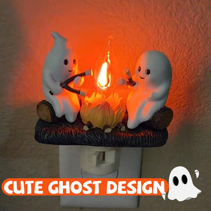 2024 New Ghost Campfire Flickering Nightlight Indoor Decorations,3D LED Small Electric Faux Campfire Light,2024 Ghost Roasting At Campfire Nightlight