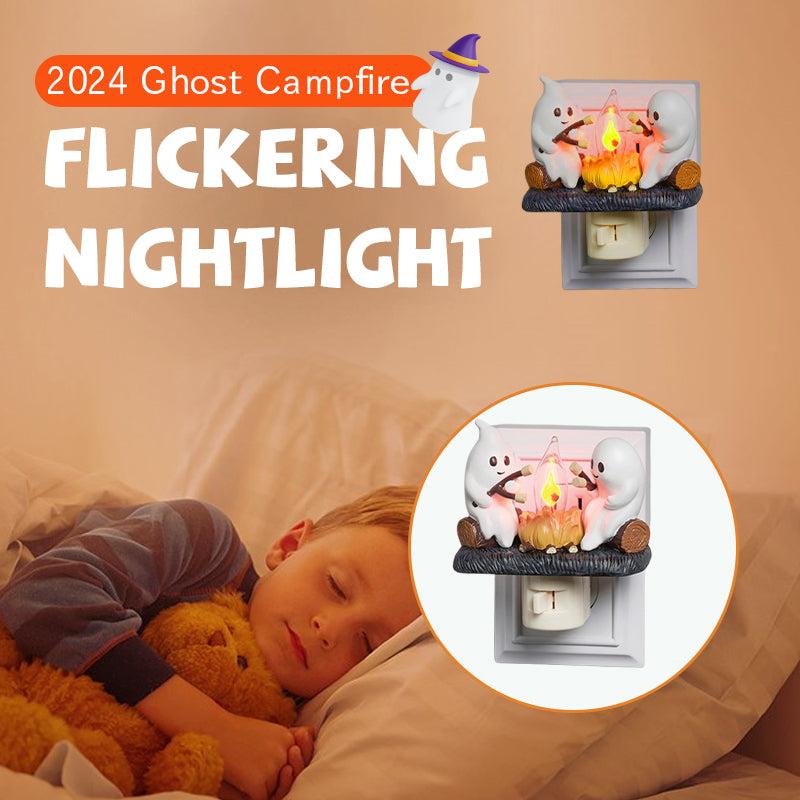 2024 New Ghost Campfire Flickering Nightlight Indoor Decorations,3D LED Small Electric Faux Campfire Light,2024 Ghost Roasting At Campfire Nightlight