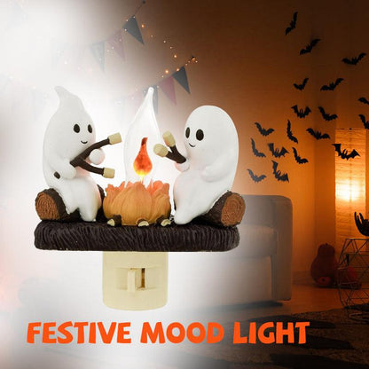 2024 New Ghost Campfire Flickering Nightlight Indoor Decorations,3D LED Small Electric Faux Campfire Light,2024 Ghost Roasting At Campfire Nightlight