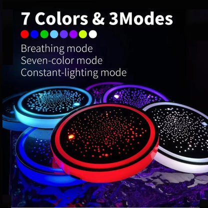 1PC/2PCS LED Cup Holder Lights for Car, Rechargeable 7 Color-Changing Light Up Cup Holder Insert Coasters, Car Accessories for Teens