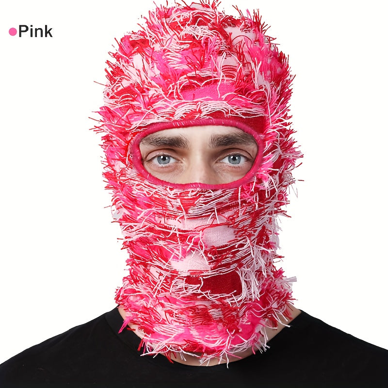 2024 Balaclava Distressed Knitted Full Face Ski Mask Winter Windproof Neck Warmer for Men Women One Size Fits All