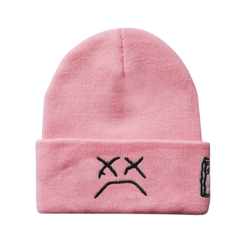 2024 New LIL PEEP Embroidered Cold Hat - Men's Warm Knitted Hat for Sad Expression