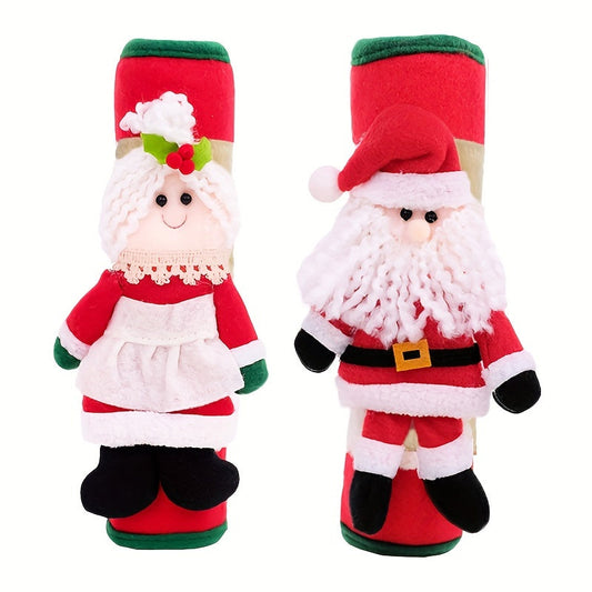 2pcs, Christmas Refrigerator Door Handle Cover Santa Snowman Kitchen Appliance Handle Covers Decorations For Fridge Microwave Oven Dishwasher Christmas Handle Protector