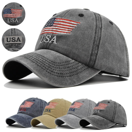 Vintage Baseball Hats For Men American Flag Patch Breathable Mesh Classic Baseball Caps Adjust Cotton Running Ball Hats