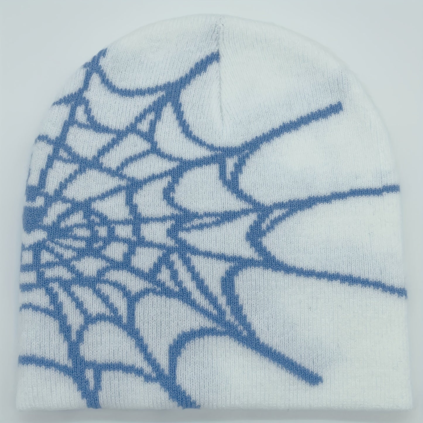 1pc Unisex Plain Color Slouchy Knitted Beanie Hat With Spider Web Embroidery For Autumn And Winter