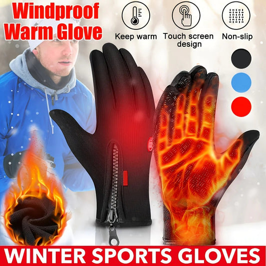 1pair Men's Winter Warm Windproof Waterproof Warm Touch Screen Usable Gloves,Spandex Material Gloves (Choose Size According To Hand Circumference)